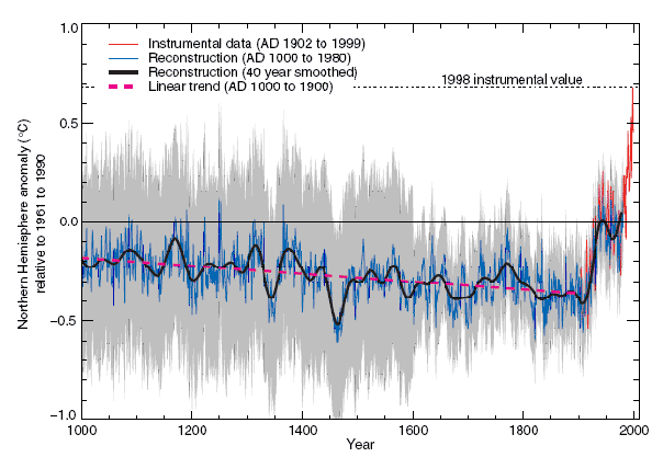 Rekonstruktion des relativen Temperaturverlaufes auf der nördlichen Hemisphäre