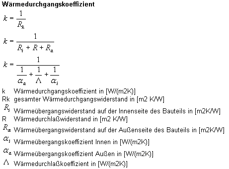 Wärmedurchgangskoeffizient Formel